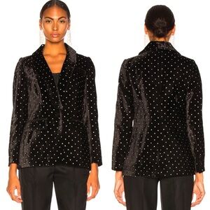 Self Portrait Velvet Diamante Jacket Black